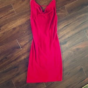 Moda international S red backless formal dress GUC
